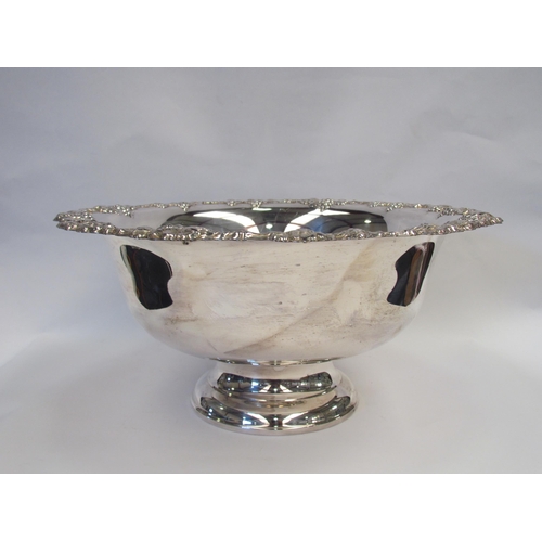 1207 - A silver plated punch bowl, grape and vine decoration, 44cm diameter