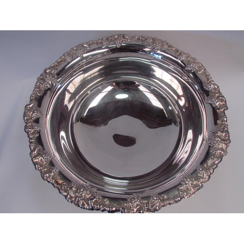 1207 - A silver plated punch bowl, grape and vine decoration, 44cm diameter