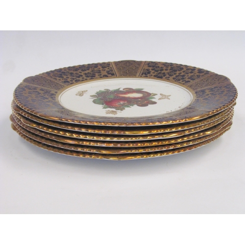 1218 - A set of eight Soho Pottery Ltd. Solian ware plates and dishes with cobalt and gilt borders