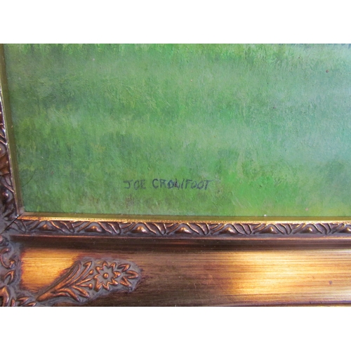 1247 - JOE CROWFOOT: An oil on board depicting Norwich Cathedral, signed lower left, gilt frame, 39cm x 49c... 