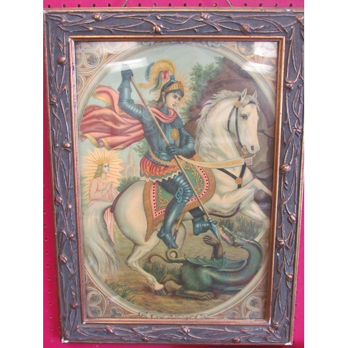 1249 - An Edwardian gilt framed picture of St George & The Dragon, 37cm x 24cm image size