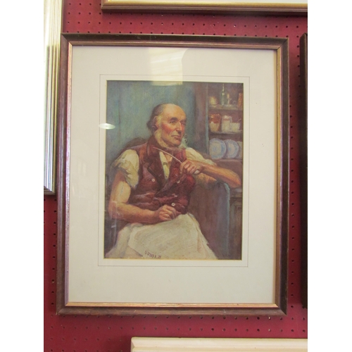 1258 - HENRY STACY MARKS: A watercolour of a man with pipe, framed and glazed, 29cm x 22cm image size