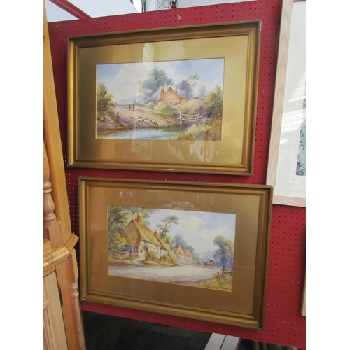 1269 - FRED PEARSON (XIX/XX): A pair of framed and glazed watercolours, idyllic rural scenes with figures a... 