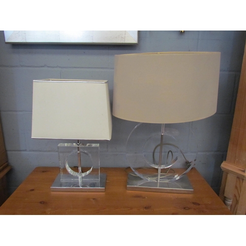 1276 - Two modernist glass table lamps, circular form