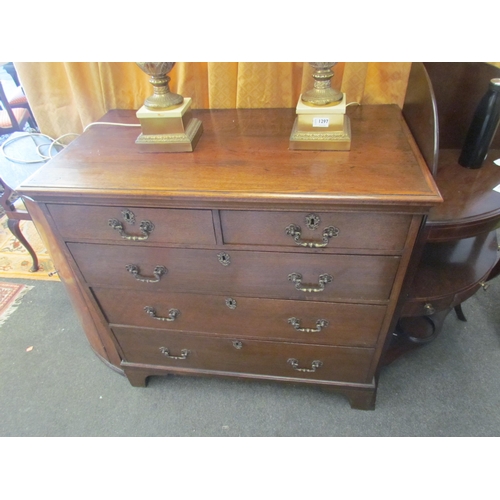 1298 - A 19th Century oak two over three graduating chest of drawers on bracket feet, 95cm tall x 98cm wide... 