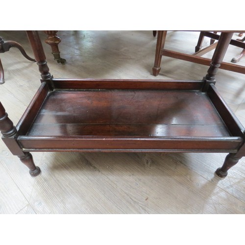 6098 - A 19th Century mahogany three-tier what-not, crack to top, 74cm x 61cm x 30cm