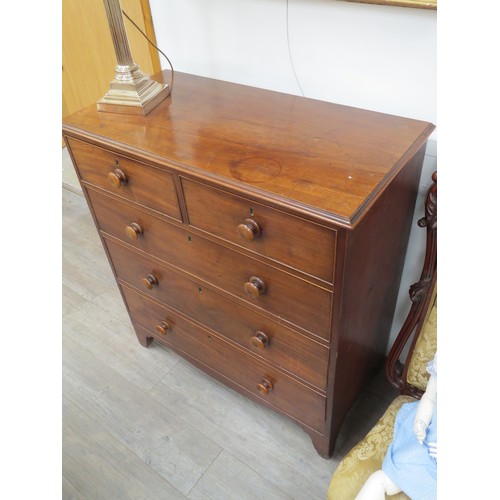 6042 - A Victorian mahogany chest of two over three drawers, 104cm x 95cm x 48cm