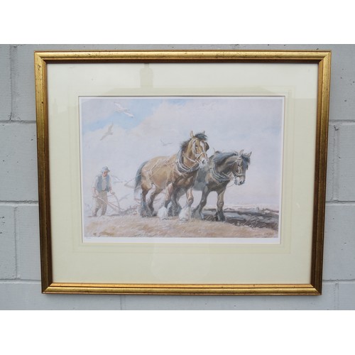 6052 - GEORGE SOPER (1870-1942): Limited edition print 70/200, depicting a team of horses pulling a plough.... 