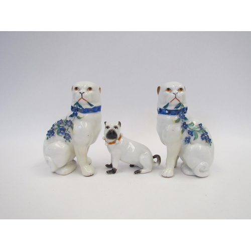 1586 - Three Edwardian china pug dogs