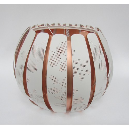 2491 - An Ikea  'Overud' white metal and copper contemporary pendant lampshade. 34cm high x 45cm     (E) £3... 