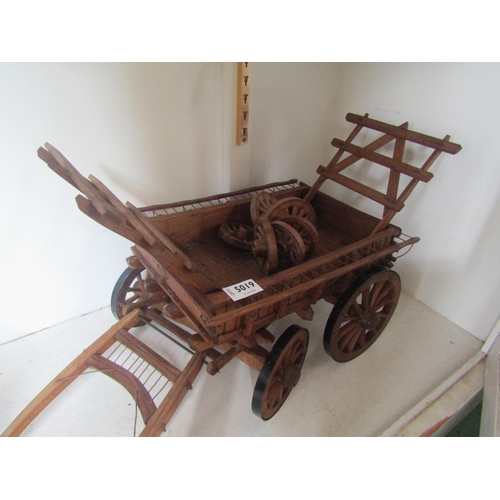 5019 - A wooden model four wheel hay cart with extension rails