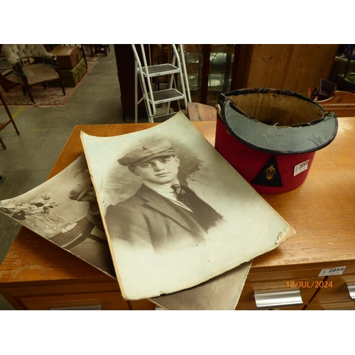 2059 - Two photo's and hat containing secateurs     (R) £20