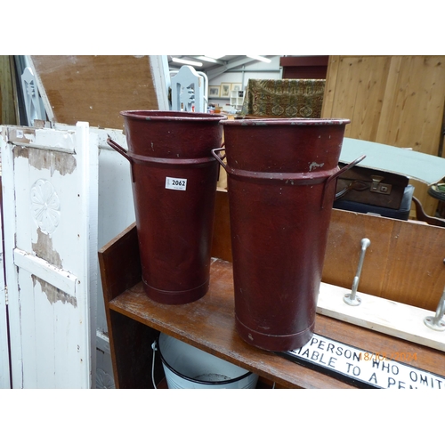 2062 - Two painted flower buckets