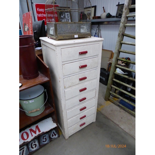 2072 - A painted Utilities style chest of eight drawers