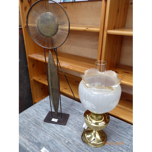 2374 - A metal lamp and brass lamp (2)