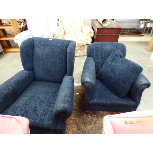 2388 - Two 1920's club armchairs on bun feet     (E) £20-30