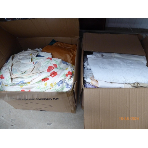 2400 - Two boxes of linen and lace, materials etc     (E) £20-30