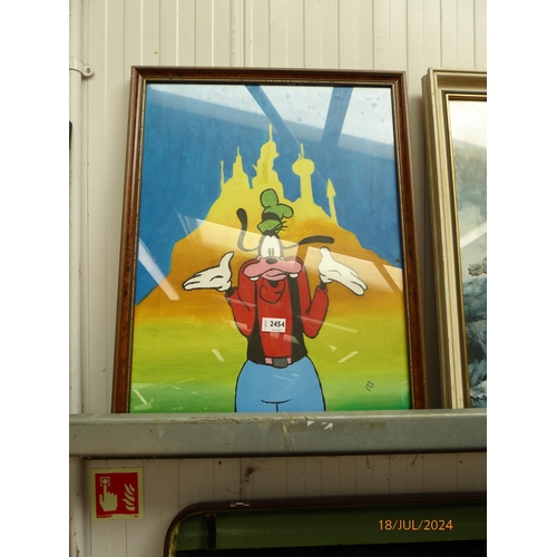 2454 - A framed oil on canvas of goofy     (R) £0 (E) £8-12