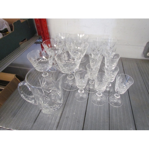 1437 - A collection of Edinburgh crystal glassware, a set of six champagne saucers (chip to rim of one), 13... 