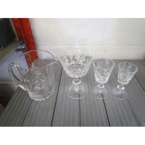 1437 - A collection of Edinburgh crystal glassware, a set of six champagne saucers (chip to rim of one), 13... 