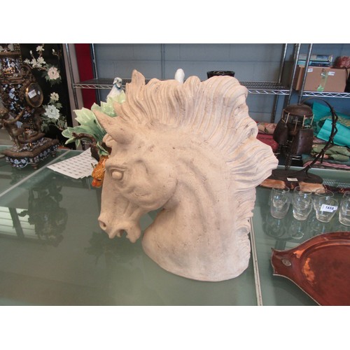 1025 - A 20th Century stone-effect fibreglass sculpture of a horse's head, in the classical style. Height: ... 