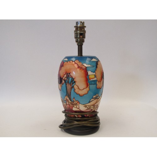 1021 - A modern Moorcroft electric table lamp base, decorated in tree and fungi pattern, 2002. Height 29.5c... 