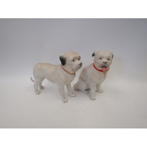 1650 - Two Edwardian china Pug dogs and another (paw a/f)