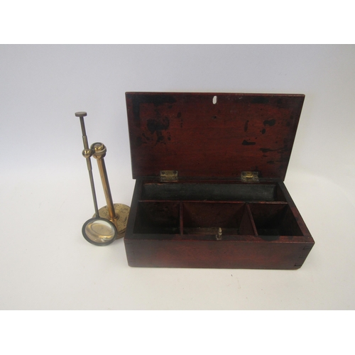 1652 - A Georgian mahogany travelling writing box and jewellers magnifier (2)