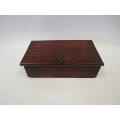 1652 - A Georgian mahogany travelling writing box and jewellers magnifier (2)