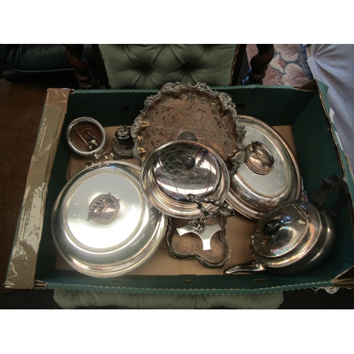 1666 - A 19th Century Old Sheffield Plate salver. Worn. Various silver plated items including a circular en... 