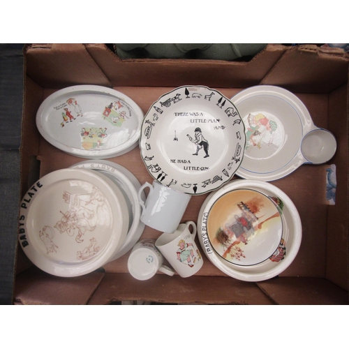 1667 - A selection of baby plates and cups including Doulton and Losol Ware