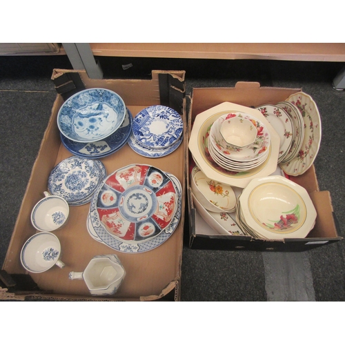 1669 - A box of mainly blue and white ceramics including Wood & Sons 