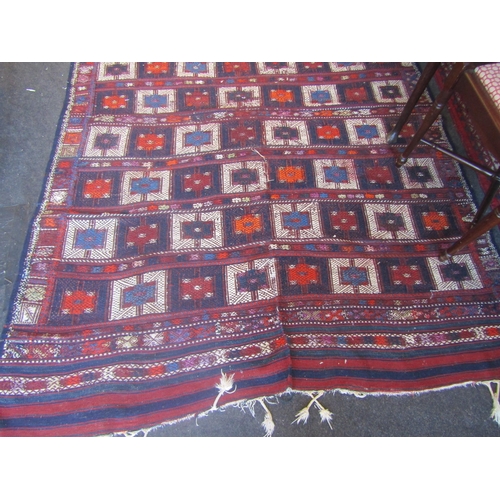 1680 - A Turkish Anatolian region Afyon kilim rug, multicoloured square design, some repairs required, 215c... 