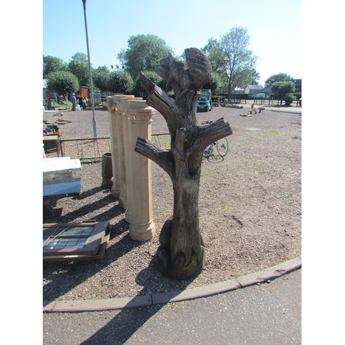 1056 - An Andy Barton tree trunk chainsaw carving with fox, pine marten and squirrel. Labelled at base. In ... 