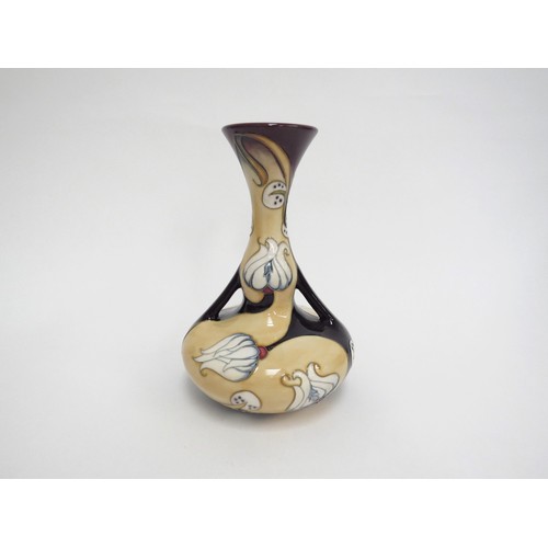 6640 - A Moorcroft pottery vase decorated in the Prophecy pattern, designed by Sian Leeper, c2007, of twin ... 