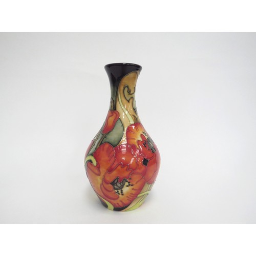 6644 - A Moorcroft Allegro Flame pattern vase designed by Emma Bossons, number 163, 21cm tall