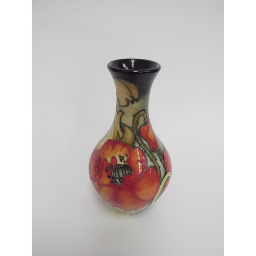 6644 - A Moorcroft Allegro Flame pattern vase designed by Emma Bossons, number 163, 21cm tall