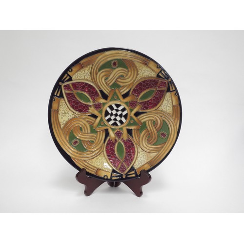 6652 - A Moorcroft Staffordshire Gold pattern plate, designed by Alicia Amison, 28cm diameter