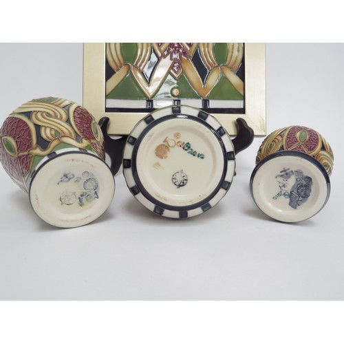 6661 - Moorcroft Staffordshire Gold pattern items designed by Alicia Amison including wall plaque, 19cm x 2... 