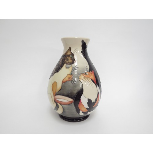 6613 - A Moorcroft Cat's Chorus design vase, designed by Emma Bossons, 12/60, 26cm tall