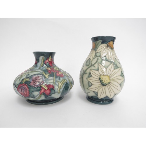 6626 - Two Moorcroft vases, Summer Lawn 14cm tall and Leicester pattern, 11cm tall (2)