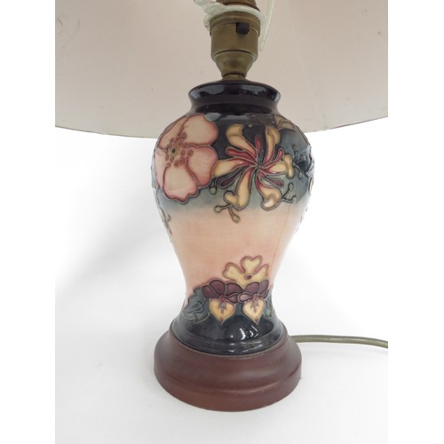 6609 - A Moorcroft Oberon pattern table lamp base, 25cm tall with fitment