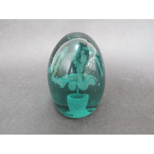 6592 - A Victorian green glass dump with 