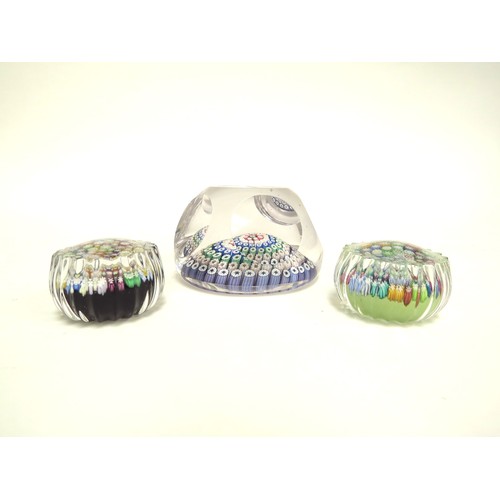 6708 - A Whitefriars millefiori cane paperweight and two smaller examples (3)