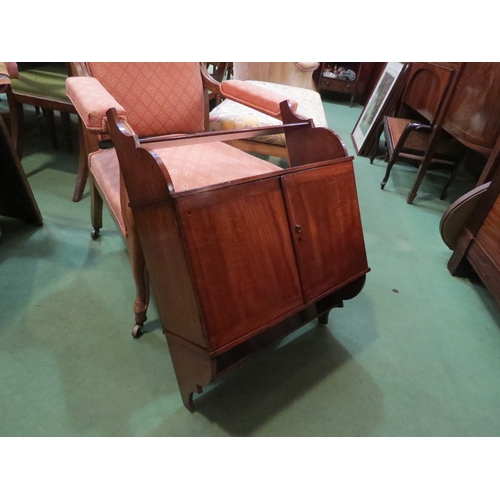 4108 - A mahogany two door wall cabinet with upper and lower shelf, 70cm tall x 51.5cm wide x 22cm deep    ... 