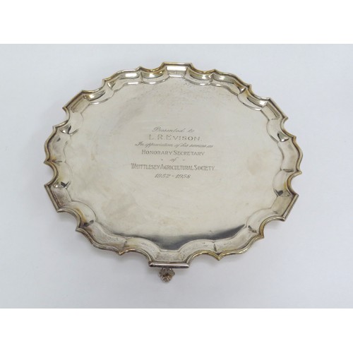 6692 - A silver salver presented to L.R. Evison in appreciation of his service as Honorary Secretary of Whi... 