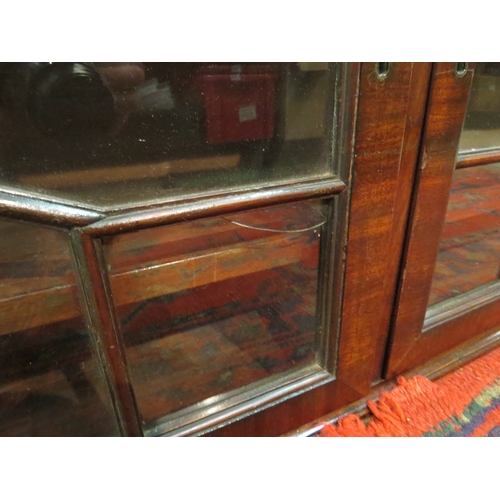 4214 - A George III mahogany table-top astragal glazed two door cabinet, crack to one pane, 53cm tall x 140... 