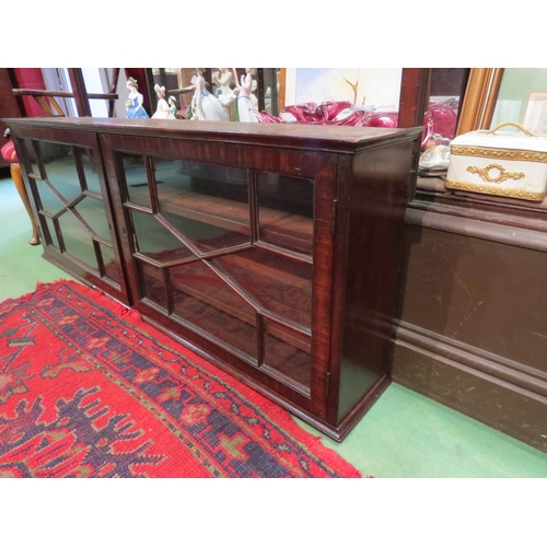 4214 - A George III mahogany table-top astragal glazed two door cabinet, crack to one pane, 53cm tall x 140... 