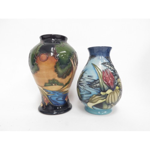 6677 - A Moorcroft Evening Sky pattern vase designed by Emma Bossons, 16cm tall, second and a Sweet Betsy p... 