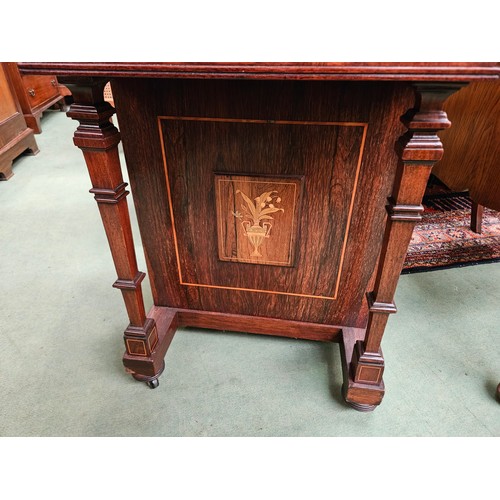 4204 - A Victorian rosewood and satinwood crossbanded Davenport bureau, tooled green leather writing surfac... 